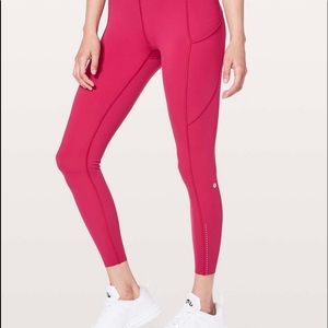 EUC Lululemon Fast & Free 25” leggings, Ruby Red